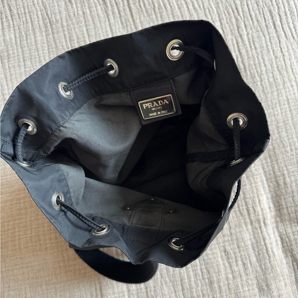Prada Vintage Bucket Bag with Enameled Metal Triangle Logo Plate